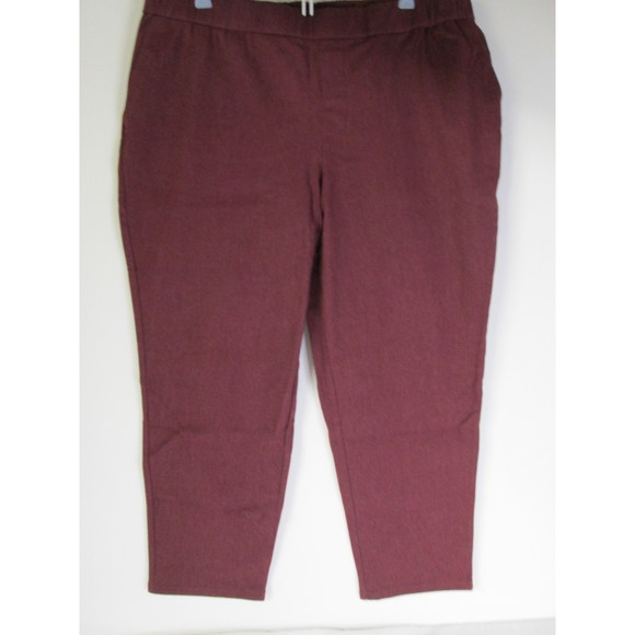 Joan Rivers Petite Classic Pants Burgundy Full Length Cotton Blend LP (B14-116) - Picture 1 of 11